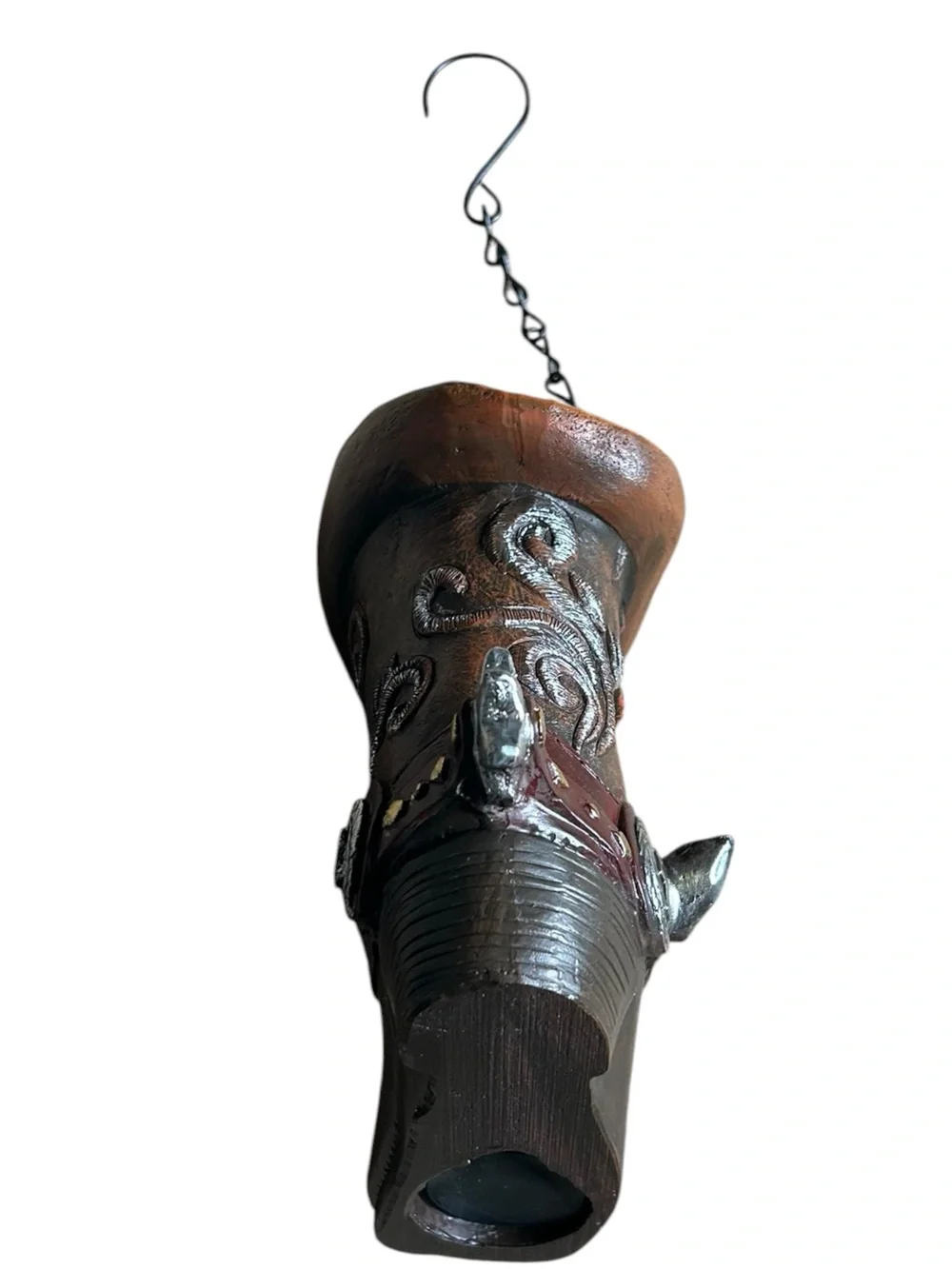 Rustic Western Cowboy Boot Birdhouse Hanging Decor New No Box - Picture 3 of 8